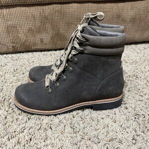 Chaco Womens Waterproof Leather Lace-Up Hiking Boots - Gray - Size 7